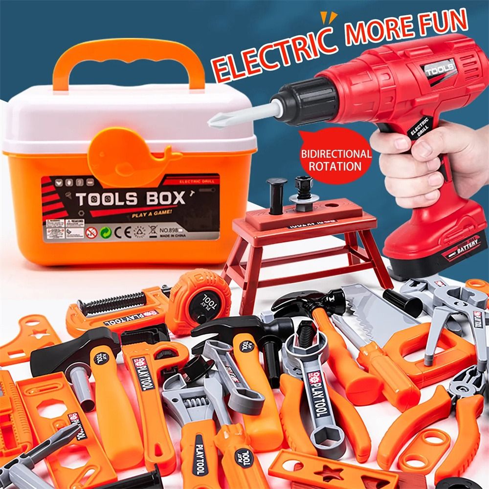 Power Tools In Construction - مجموعة أدوات ألعاب كهربائية للأطفال: مثقاب