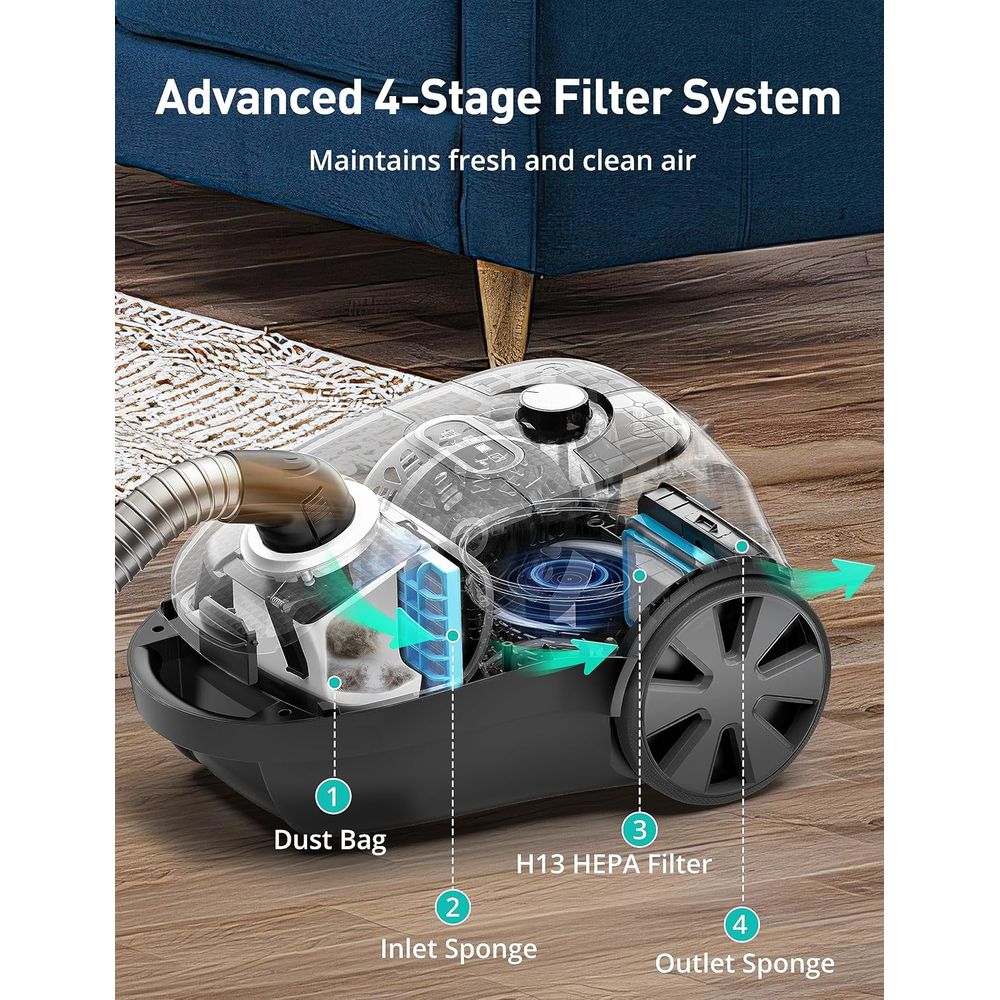 مكنسة كهربائية أسطوانية، 1600  - مراجعة Power Tools Vacuum وسعره